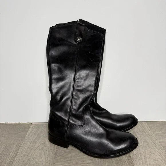Frye Melissa Black Leather Riding Boot 7B - Picture 9 of 9